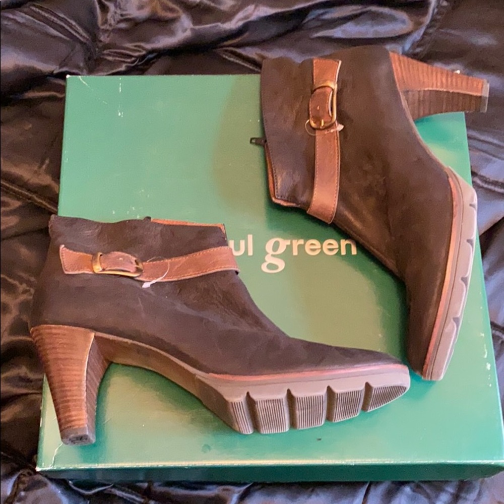 Paul Green High Quality Leather Black Brown Strap Comfort Booties